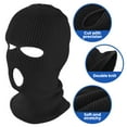 thumbnail image 3 of Toptie Ski Mask 3 Hole Balaclava, Warm Double Thermal Knitted Balaclava Warm Knit Balaclava for Adult-Black, 3 of 8