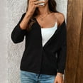 thumbnail image 5 of idosla Women's Lightweight Cardigans Casual Long Sleeve V-Neck Button Print Shrugs Sweaters Open Front Outerwear (Black, XL), 5 of 7
