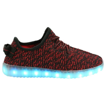 Family Smiles LED Shoes Light Up Men Knit Low Top Sneakers App Control USB Charging