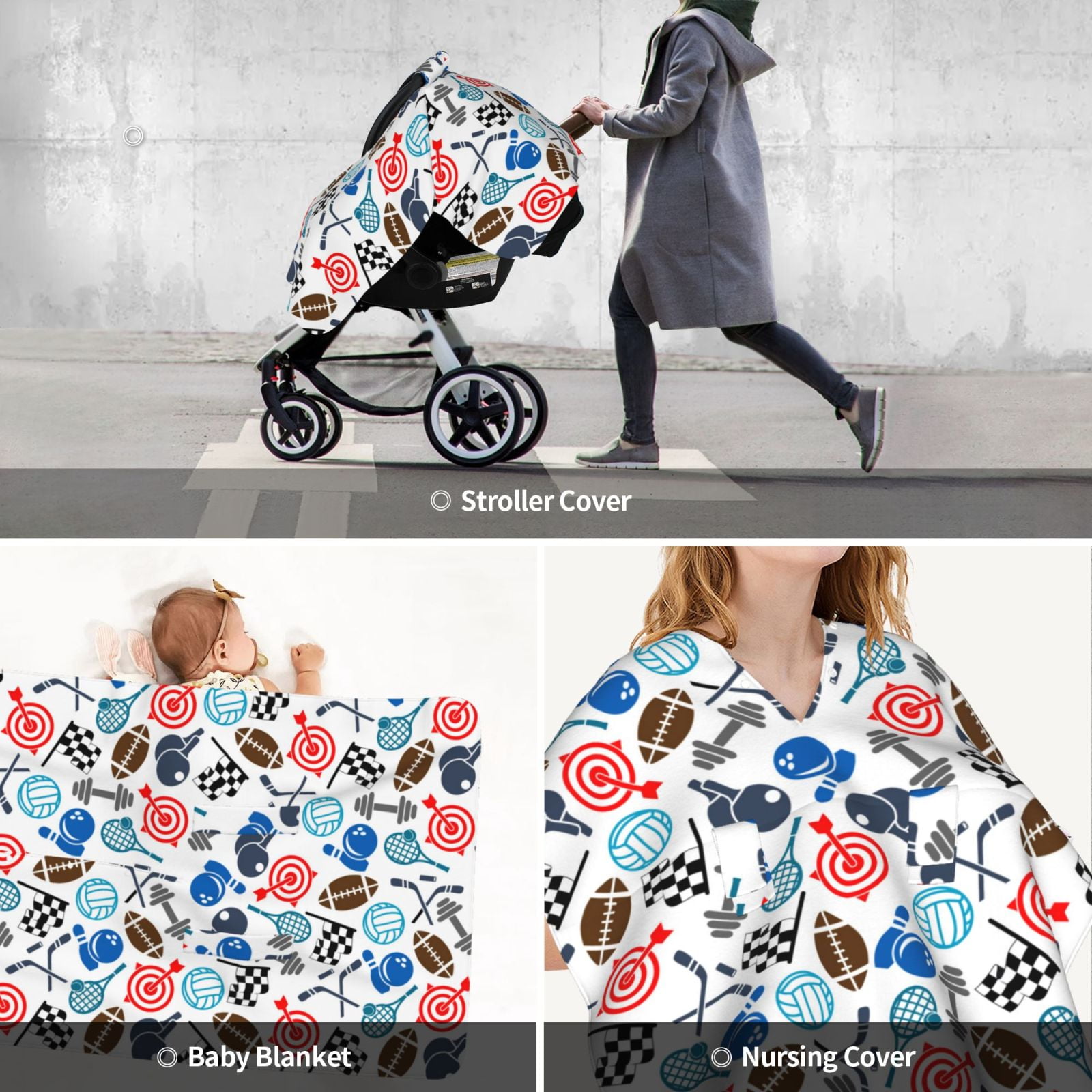 Car Seat Cover Baby - Sport Items Breathable Infant Car Seat Cover for Baby Carseat, Lightweight Comfort Baby Essentials Must Haves Newborn Stuff for Girl Boy