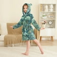 thumbnail image 2 of FORMRS Niños Bathrobe Unisex Hooded Robe Soft Plush Pajamas Sleepwear, Size 10-12T, Green Forest Pattern, 2 of 7