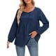 thumbnail image 1 of Casual Mujer Blusa de algodón O-cuello Botón de manga larga Camiseta suelta sólida Tops MABOTO Blusa, 1 of 7