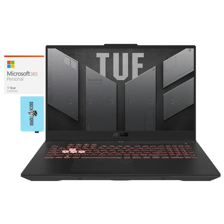 ASUS TUF Gaming A15 Gaming Laptop (AMD Ryzen 9 7940HS 8-Core, 15.6in 144 Hz Full HD (1920x1080), GeForce RTX 4070, 16GB DDR5 4800MHz RAM, Win 11 Pro) with Microsoft 365 Personal , Dockztorm Hub