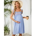thumbnail image 3 of Yesfashion Womens 2025 Summer Casual One Shoulder Mini Babydoll Dress Puff Sleeve Loose Tiered A Line Flowy Short Pregnant Dresses, 3 of 7