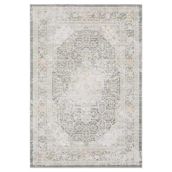 Woven Trends Davren Area Rug CAV02 - 2' X 8' - Grey - Vintage Inspired, Traditional-Persian/Oriental, Traditional-Persian/Oriental  Family and Pet Friendly, Entryway, Hallway Runner Rug