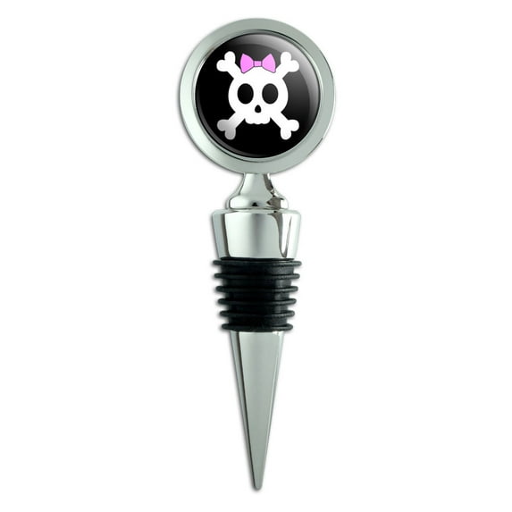 Girly Skull And Crossbones With Hairbow Wine Bottle Stopper