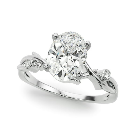 Oryn Jewel 14K White Gold Over Ring - 2.1 Ct Oval Cut Lab Created Diamond Nature Inspired Engagement Wedding Diamond Ring - Diamond Solitaire Rings for Women's - Engagement Wedding Diamond Rings