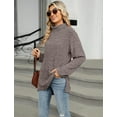 thumbnail image 5 of OBEEII Women Turtleneck Oversized Sweater Long Sleeve Slits High-low Hem Casual Pullover Knitted Warm Clothes for Winter Size S-XXL, 5 of 9