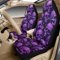 thumbnail image 3 of Xixirimido 5-Piece Car Seat Cover Set Breathable PU Leather Front Seat Covers with Seat Belt & Console Covers Universal Fit for SUV, Sedan, Truck, Purple Gothic Skulls, 3 of 8