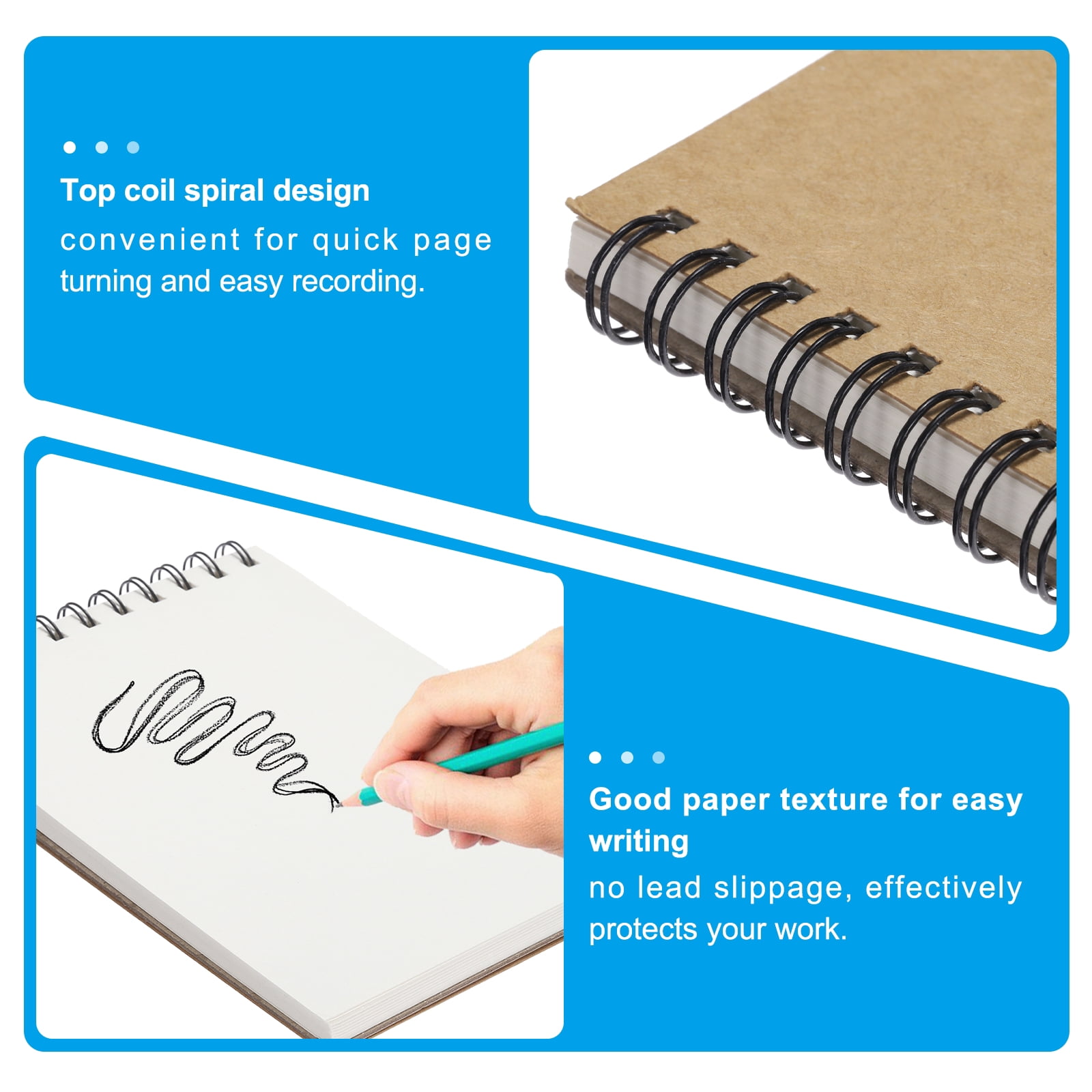 Lot De 3 Carnets De Croquis A4 à Spirale - 60 Pages, Papier 120g/m² Texturé, Sans Acide, Couverture Souple - 5