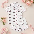 thumbnail image 2 of CUZIBR Toddler Boys Girls Pajamas Short Sleeve Button Down Shirt And Shorts 2 PC Sleepwear Cartoon Dog Graphic Lapel Smooth Loungewear Cute Party Daily Homewear,White,3-4 Years, 2 of 4