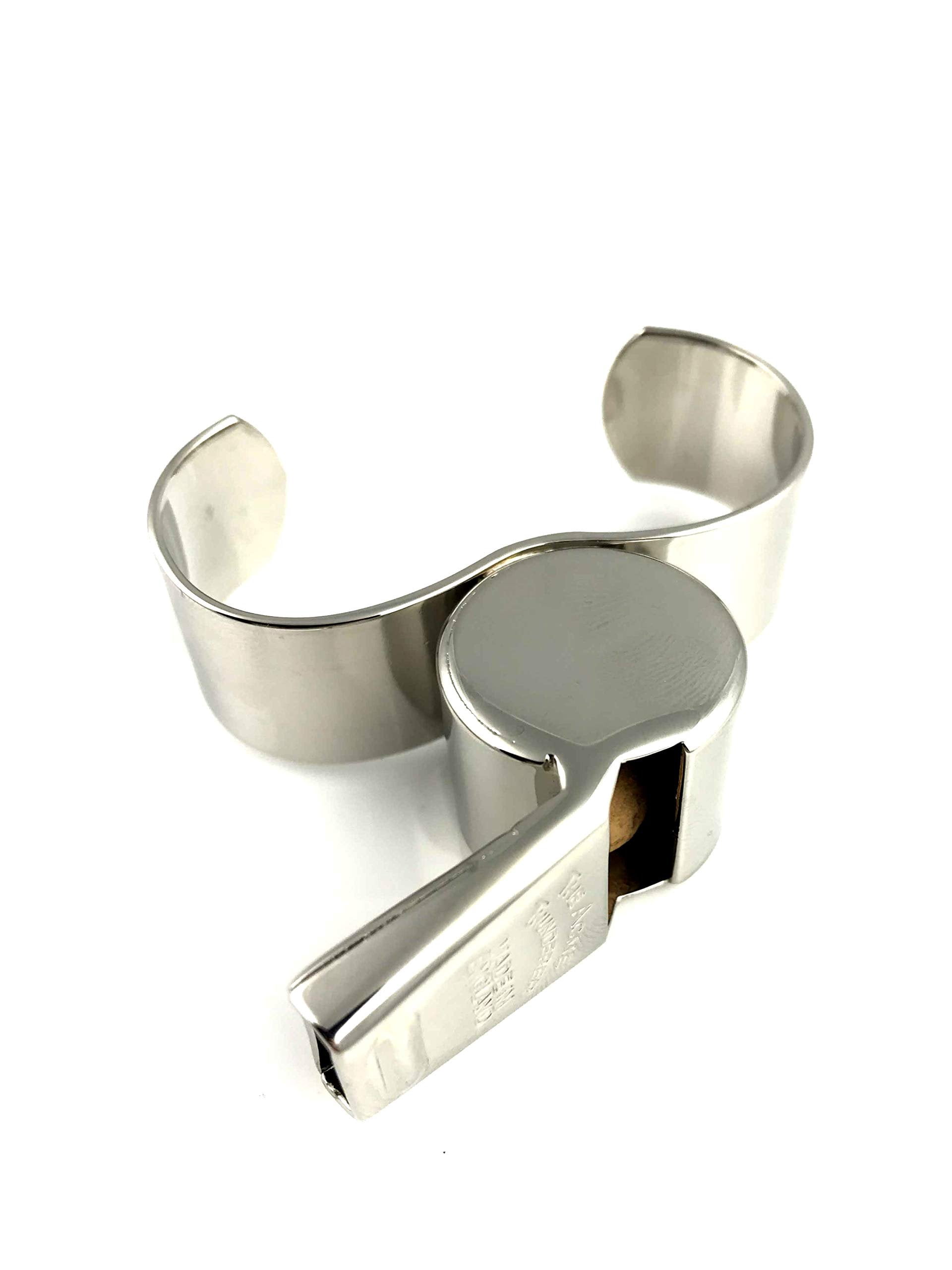 Acme Thunderer Official Referee Whistle 477/60.5 Finger Grip Whistle Silver