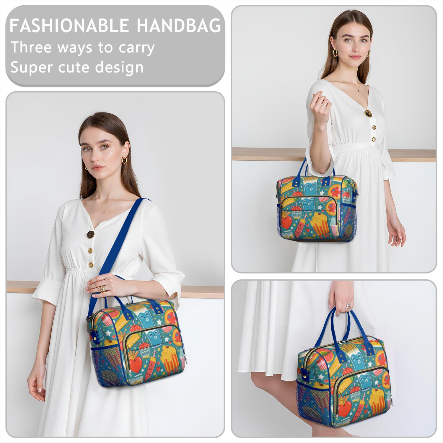French Frie Roomy Insulated Lunch Bags Large Lunch Box for Office Employees Stylish & Functional Large Tote Adult Lunch Box for Short Getaways