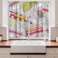 thumbnail image 2 of Ambesonne Train Kitchen Curtains, Railway Station Vivid Art, 55"x45", Yellow Green Hot Pink, 2 of 3