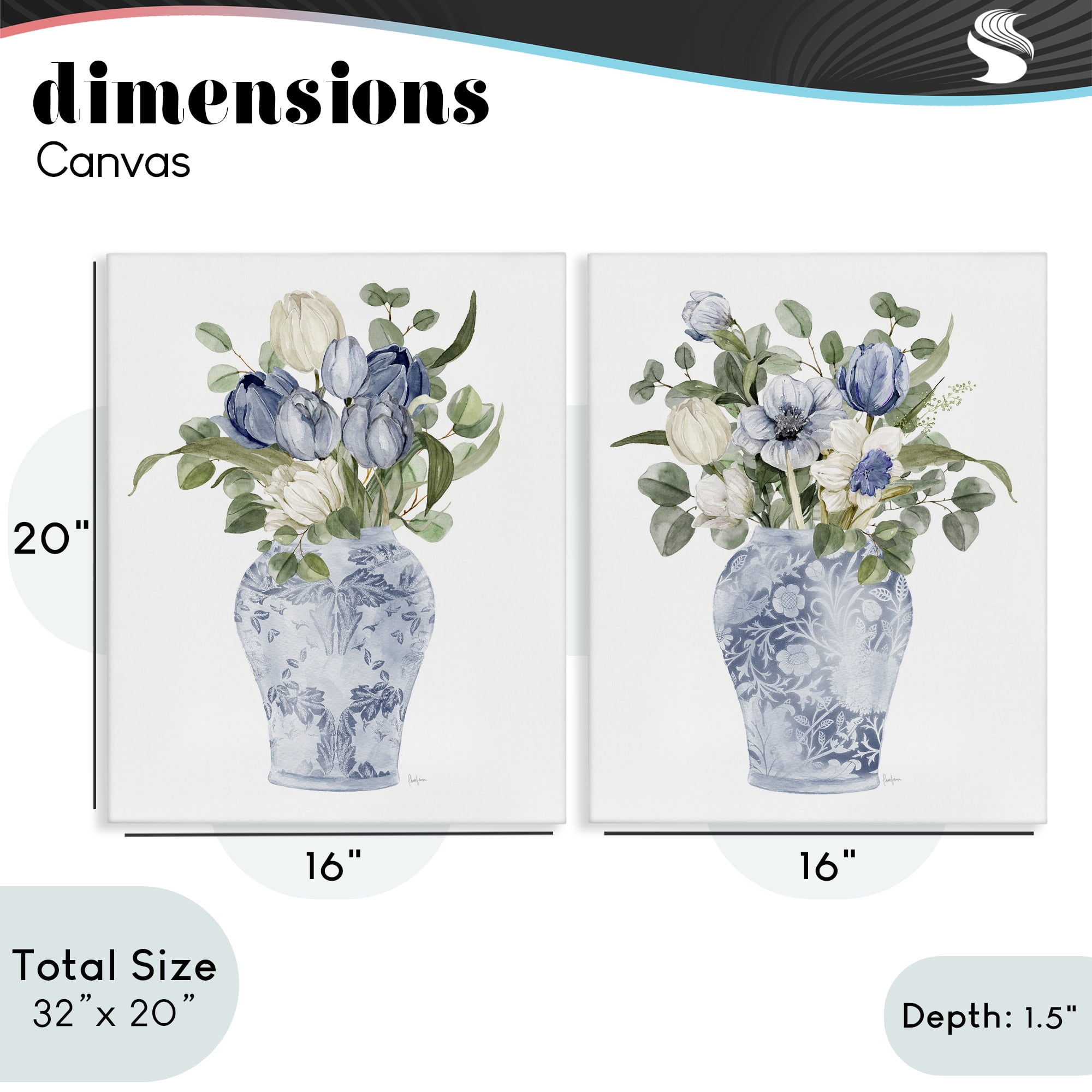 Stupell Industries Ornate Vase Tulip Collection 2 Piece Canvas Wall Art Set, design by Livi Finn