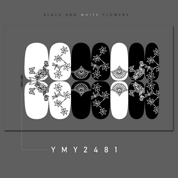 Black White Series Of Nail Stickers Full Of Nail Stickers