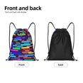 thumbnail image 4 of Drawstring Backpack, Men Ladies Waterproof Sports Backpack Gym Bag-Colorful Texture Art Pattern-Small Size, 4 of 8