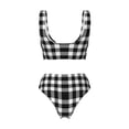 thumbnail image 6 of Rocae White And Black Plaid for Bikini Set for Women Two Piece Sexy High Swimsuits Split Crossover Bikini XX-Large, 6 of 9