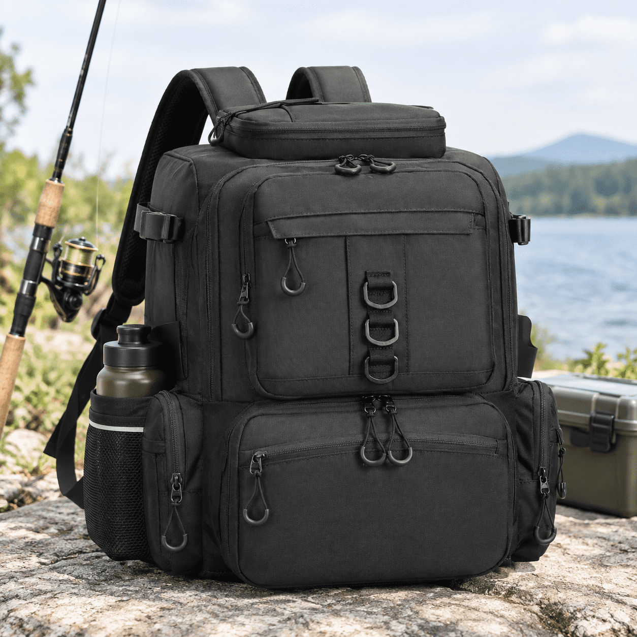 Black Standard Size 4 Tackle Boxes Not Included 900d Nylon Fishing Tackle Pack