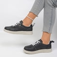 thumbnail image 4 of Rokment Women's Platform Chunky Low Top Fashion Sneakers Vintage Casual Leather Patchwork Zip up Height Increasing Non Slip Tennis Work Shoes Black Size 6, 4 of 7