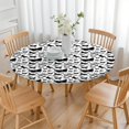 thumbnail image 3 of White Butterfly Black Silhouette Pattern Round Fitted Tablecloth with Elastic Edge,Dining Table Cover Waterproof,Outdoor Round Tablecloth for Camping,Dining,Indoor and Outdoor, 3 of 7