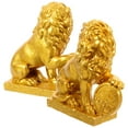 thumbnail image 4 of HOMEMAXS Golden Resin Lion Statue for Decor Use Durable and Lifelike Pair of Simulated Lion Sculptures 2pcs, 4 of 8