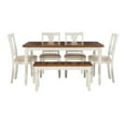 thumbnail image 2 of Linon Willow Wood 6 Piece Dining Set with Bench in Vanilla White/Honey, 2 of 20