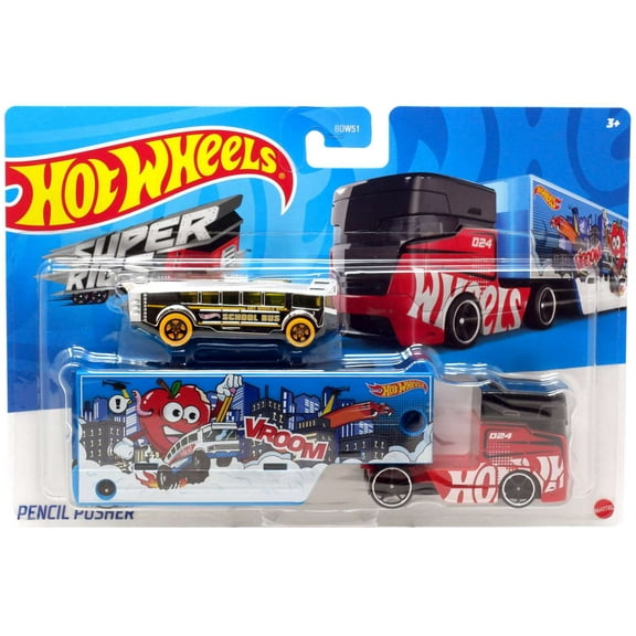 Hot Wheels Super Rigs Pencil Pusher Diecast Car (Blue & Red)