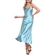 thumbnail image 4 of CURVOSPORT Vestido de Satén para Mujer con Tirantes Espagueti, Escote en V, Elegante, Maxi, Deslizante, XL, Azul Claro, 4 of 6