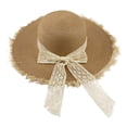 thumbnail image 3 of CAIXIA Women's Lace Bow Straw Sun Hat, Small Fresh Wide Brim Shading Cap, Breathable Lightweight Headwear for Summer Outing Beach, 3 of 8