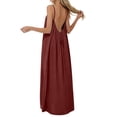 thumbnail image 4 of Hiiko Women's Backless Spaghetti Strap Maxi Dress Casual Solid Color Loose Cami Dresses, 4 of 6