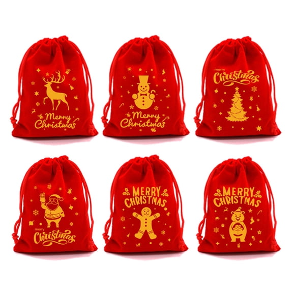 6 Christmas Bags 20x30cm Generous Capacity Holiday Treat Containers for Home and Office