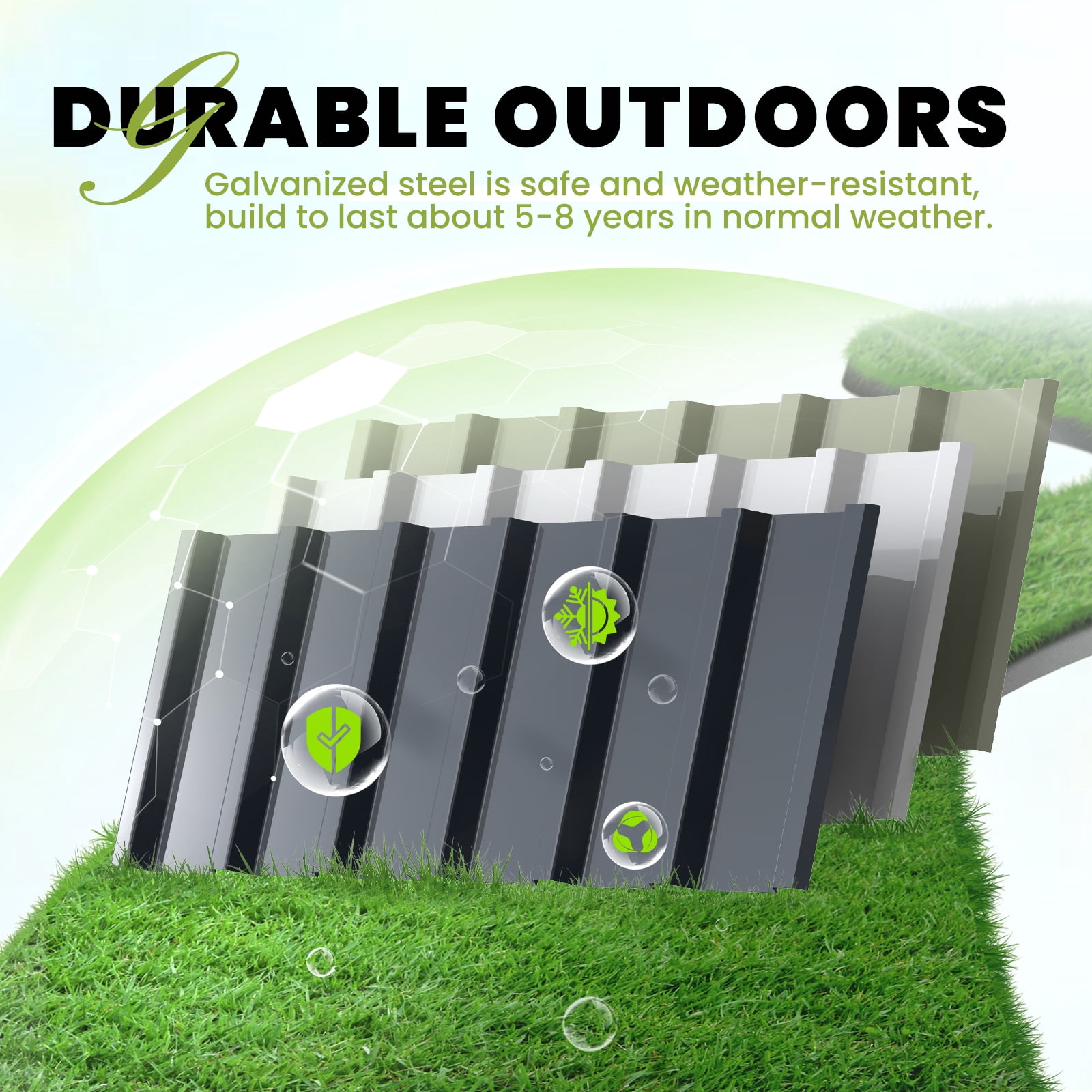 KING BIRD 68" x 36" x 34.6" Raised Garden Bed with Garden Anti Bird Protection Netting Structure, Galvanized Steel Metal Planter Kit Box