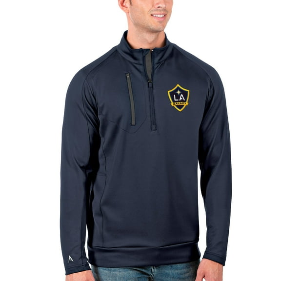 Men's Antigua Navy/Silver LA Galaxy Generation Quarter-Zip Pullover Jacket
