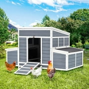 YODOLLA 56" Large Chicken Coop Wooden Chicken Cage Hen House Outdoor Yard Poultry Pet Hutch for Small Animal,Gray