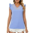 thumbnail image 5 of Mrat Lightweight Camisoles Women's Fashion V-Neck Easter Solid Color Loose Tops Blouse Sleeveless Looseting Tank Tops for Women S-406 Light Blue S, 5 of 9