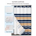 thumbnail image 2 of No Hook Cloth Fabric Shower Curtain with Snap in Liner, Orange Navy Blue Striped Waterproof Shower Curtains Set with See Through Top Window, Gradient Horizontal Lines Bath Curtains Shower 54"x78", 2 of 6