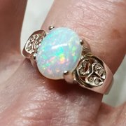 Natural Pin Fire Opal Filigree Ring 925 Sterling Silver Ethiopian Opal Gift Ring