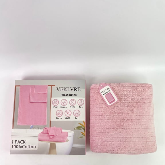 VEKLVRE Washcloths,Pink Towels - 100% Cotton, Soft, Quick Dry, Lightweight, Towel Set of 1, Pink Towels Bathroom Sets - 30 x 56 inches
