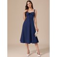 thumbnail image 4 of DARING DIVA Women's Spaghetti Strap Sweetheart Neck Side Slit A Line Dresses M Dark Blue, 4 of 6