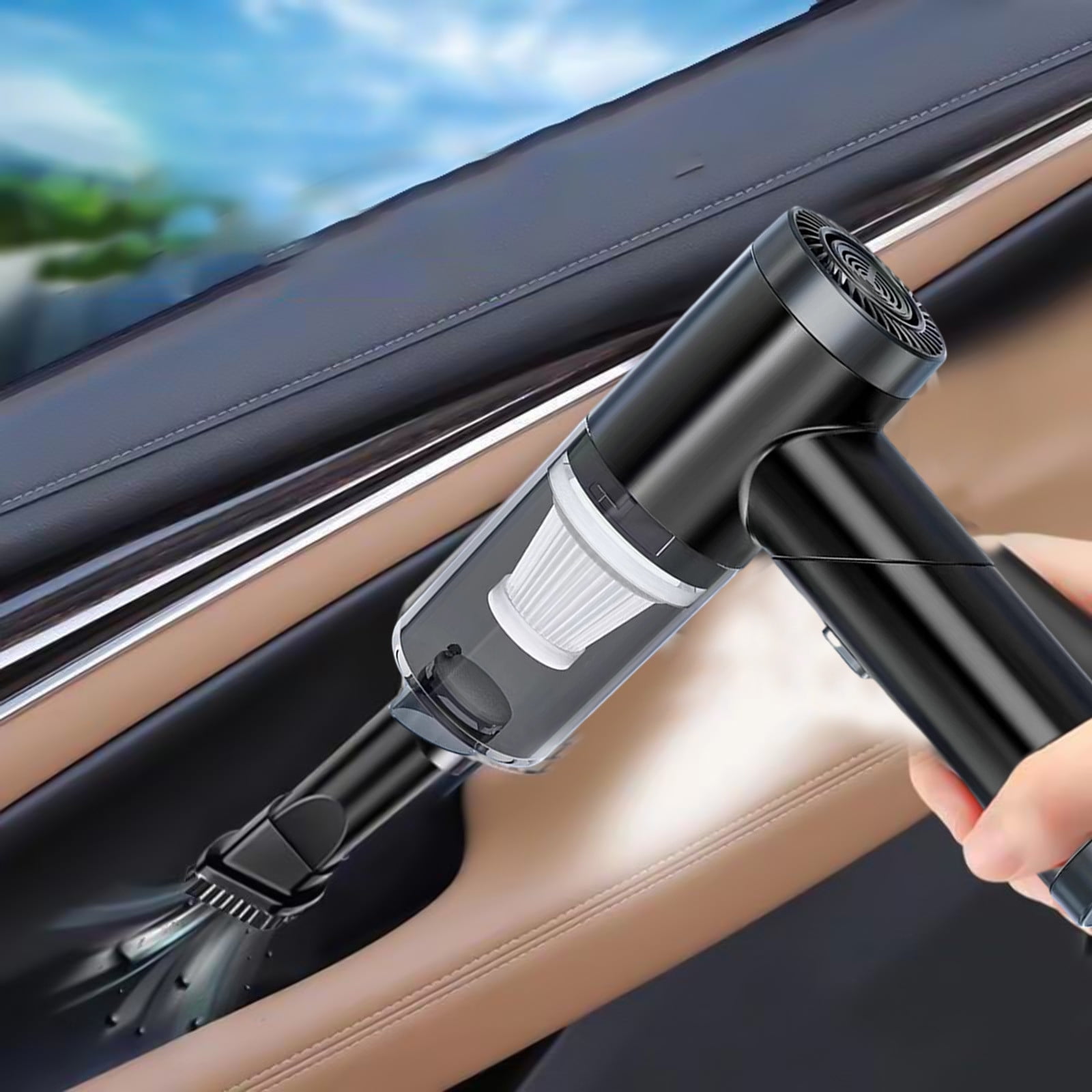 Handheld Car Vacuum Cleaner with Powerful Suction, Portable Mini Vacuum for Car Cleaning, Foldable Design, 6000Pa Suction Power, Multi-Accessories, Ideal for Interior and Small Spaces