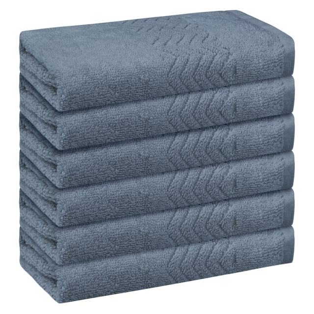 Juego de toallas de algodón REGALWOVEN, toallas de cara altamente absorbentes, paños de lavado multipropósito para baño 13" x 13" azul oscuro 6