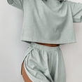 thumbnail image 2 of MuXiKeJi Clothes Womens Striped Summer 2 Piece Short Sets Short Sleeve T Shirts Drawstring Shorts Casual Outfits Lounge Pajama Sets, 2 of 7