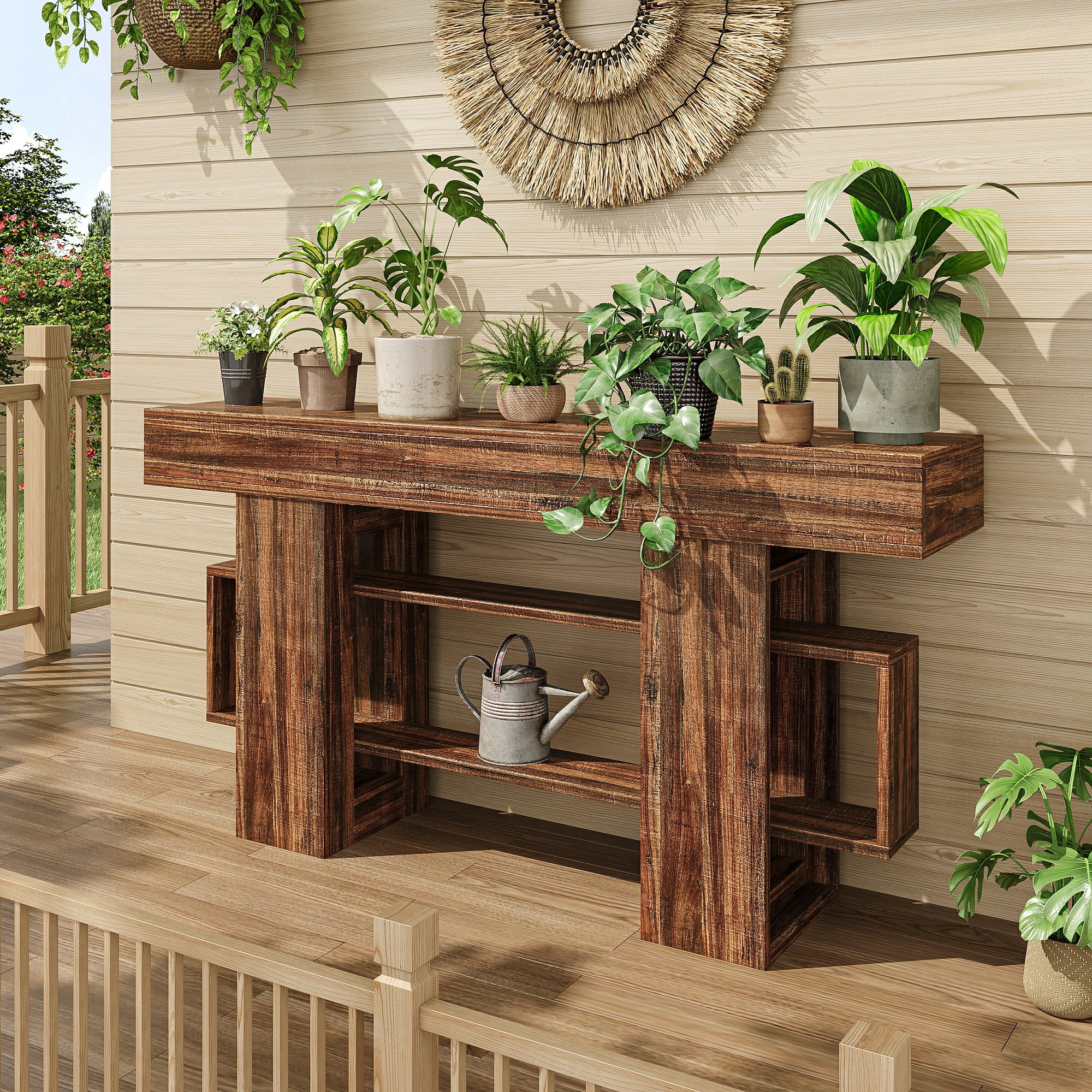 Frmobepts Console Table, Farmhouse 63" Long Narrow Entryway & Sofa Tables for Hallway, Tall Accent Table Behind Couch for Foyer Living Room,Brown