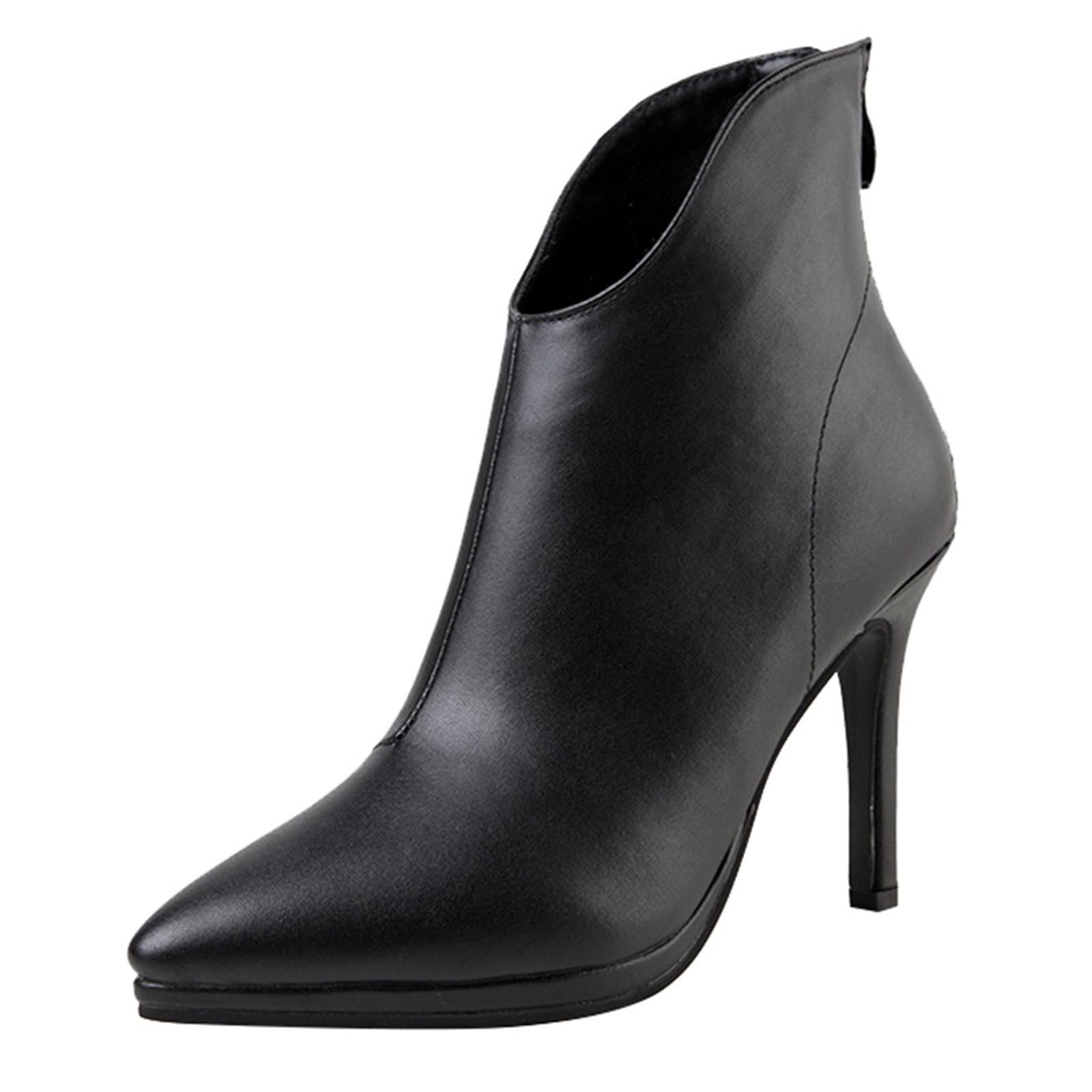 Yang Su 2021 Women s Fashion Back Zipper Ankle Boots Pointed High Heel Shoes Booties Multicolor 35