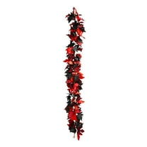 geerera 67 Inch Black and Red Artificial Maple Leaf Garland, Gothic Vine Decor for Autumn Harvest Thanksgiving Christmas Parties, Indoor Outdoor Hanging Decorations