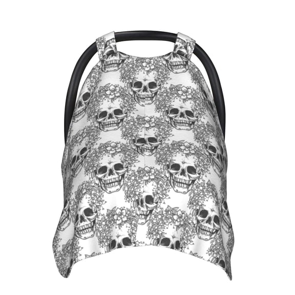 Car Seat Cover Baby - skull print Q Breathable Infant Car Seat Cover for Baby Carseat, Lightweight Comfort Baby Essentials Must Haves Newborn Stuff for Girl Boy