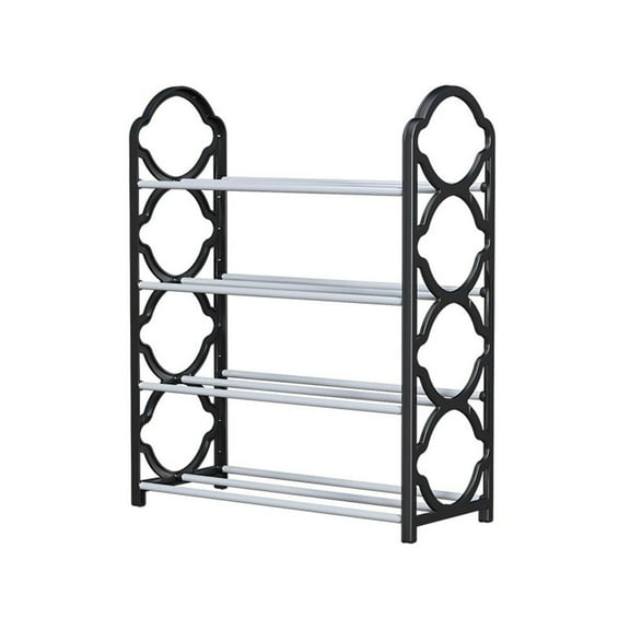 Dusknt Fashion 4-Tier Shoe Rack Black, Rack,