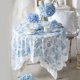 thumbnail image 5 of Nvzi Mantel de porcelana azul y blanca de algodón bordado, resistente al agua y al aceite, con borde de hoja de loto, para mesa de té, decoración (blanco, 220 x 140 cm), 5 of 5