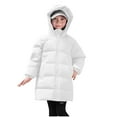 thumbnail image 4 of BRGZLK Boys Coats Lightweight Padded Coat Solid Color Long Sleeved Zipper Hooded Windproof and Warm Mid-length Style Winter Outwear with Pocket White 7-8 Years, 4 of 4